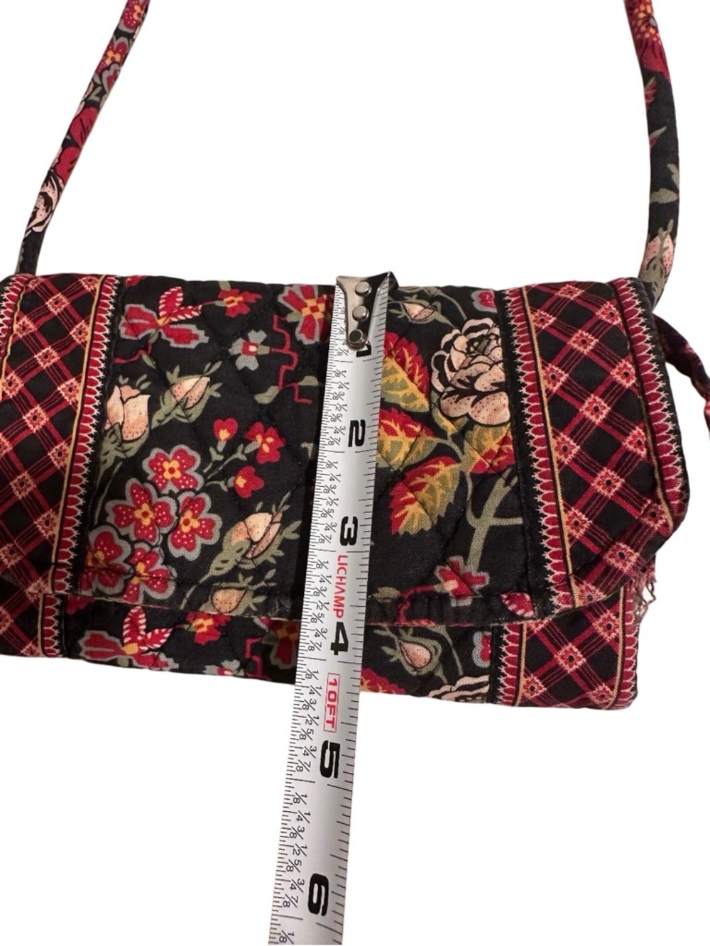 Vintage Vera Bradley Anastasia Floral Crossbody Black Red Roses Wallet Mini Bag - Picture 11 of 16